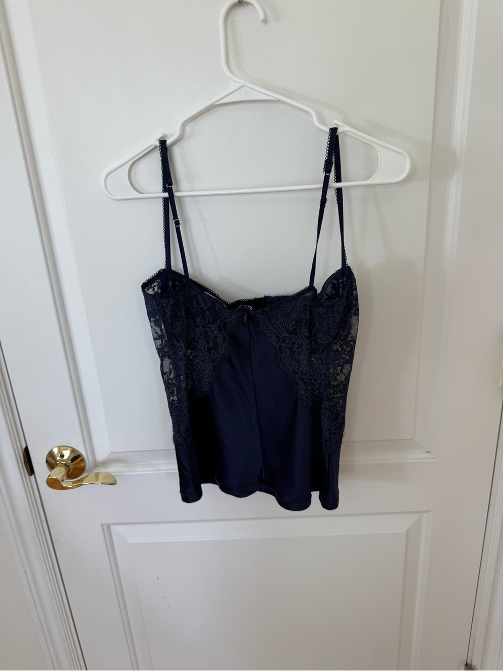 House of Cb Cecilie Navy Satin and Lace Top - Picture 6 of 7